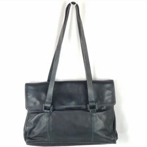 Tignanello bag black leather shoulder laptop satchel